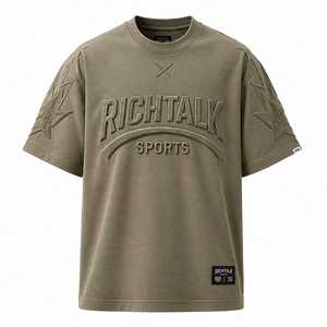 Men's Embossed Logo Letter Short Sleeve Knitted T-<b>Shirt</b> Street Style Casual <b>Shirt</b> Summer Wear Breathable Soft 100% Cotton ODM - Product Image 1