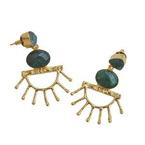 Boucles d'oreilles pendantes en pierre avec corindon, bijoux de mode - Product Image 3