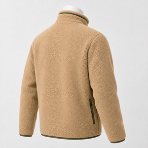 Men Custom Polar Fleece Sherpa <b>Jacket</b> | Stand Collar Berber Shearling Winter <b>Jacket</b> Casual <b>Reversible</b> Design Front Windproof - Product Image 6