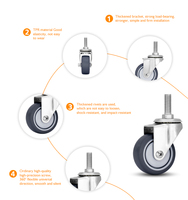 Roulettes industrielles pivotantes en acier inoxydable de 2 pouces (50 mm) avec frein, roulement à billes, pour chariot, personnalisables OEM