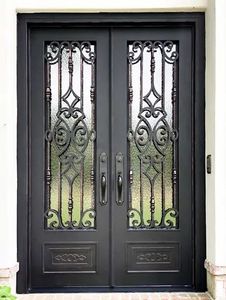 Puertas de Hierro Forjado Personalizadas para Casas, Puertas de Entrada Principales, Puertas Exteriores, Diseño de Acero Duradero, Acabado con Recubrimiento en Polvo - Product Image 4