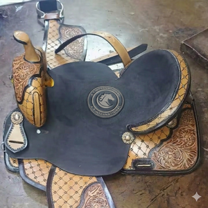 High Quality South American Cow <b>Harness</b> Genuine <b>Leather</b> Western Show Saddle Hand Engraved Horse Saddle - Product Image 1