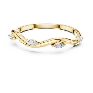 Bague en or jaune 10K avec diamant de laboratoire taille marquise et bande ondulée, moins d'un carat, pour femme, luxe, or rose, blanc, jaune - Product Image 1