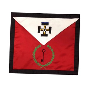 27th Degree Scottish Rite <b>Apron</b> <b>White</b> & Red with Black Borders Custom Embroidery Emblem Of Your Masonic Lodge - Product Image 1