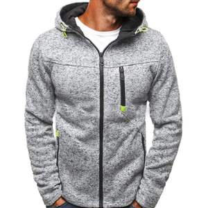 Sweat-shirt à capuche zippé pour homme, en maille chinée, avec poches zippées, vêtements de sport personnalisés pour la salle de sport et l'entraînement - Product Image 1