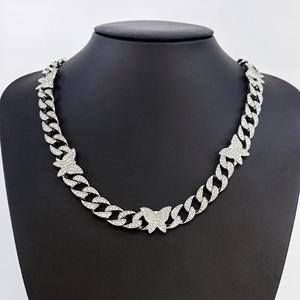 Gold Plated Moissanite S925 Butterfly Link Chain <b>Statement</b> <b>Necklace</b> Hiphop Unisex Everyday Wear - Product Image 3