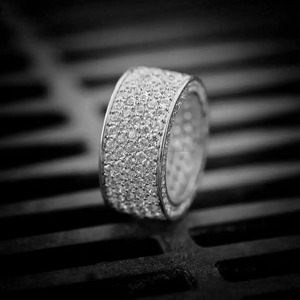 Anillo de Eternidad con Pavé de Diamantes Moissanite Chapado en Oro Original Romántico de Moda, Anillo de Promesa Unisex para Boda, Fiesta, Joyería Fina, Regalo - Product Image 2