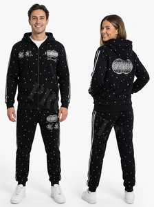 Fabricant de vêtements sur mesure, ensembles deux pièces, sweat-shirt imprimé vintage lavé respirant, pantalon à rayures, survêtements pour hommes - Product Image 3