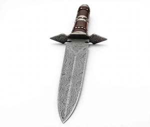 Cuchillo utilitario de acero de Damasco hecho a mano con hoja de punta caída y mango de palisandro oscuro, personalizable para OEM, pieza de exhibición ejecutiva DIY - Product Image 2