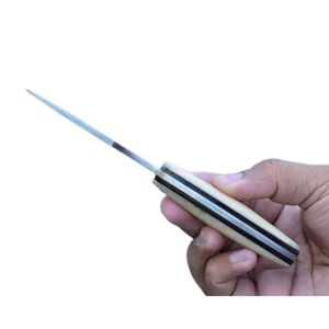 มีดสกินเนอร์เหล็กดามัสกัสทำมือ พร้อมใบมีดลายเฉพาะตัว ด้ามจับทนทาน และคมโค้ง สำหรับการชำแหละหนังและใช้งานภาคสนาม - Product Image 3