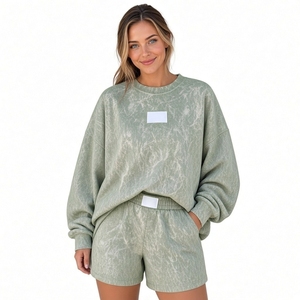 Wholesale Crewneck Sweatshirt <b>Shorts</b> Set <b>Women</b> Camo Print Sweatshirt <b>Shorts</b> Set Casual Two Piece Lounge Outfit <b>Long</b> Sleeve - Product Image 6