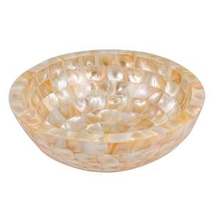 Bol de service moderne de luxe en nacre incrustée pour salades, fruits, soupes, vaisselle, fait main, tendance, pour la cuisine - Product Image 1