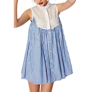 Nouvelles Robes Courtes d'Été pour Femmes, Idéales pour la Plage et les Vacances, Imprimées Florales, Col Chemise, Sans Manches, Décontractées, Respirantes et Écologiques - Product Image 1