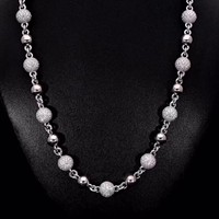Chaîne à maillons sphériques 360° en argent sterling 925 plaqué or rose, sertie pavé de diamants de laboratoire VVS 37 carats, style Hip Hop