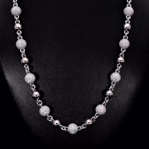 VVS Moissanite 360 Ball Link <b>Chain</b> 925 Sterling Silver 10K Gold <b>Iced</b> <b>Out</b> Round Bead Rosary Necklace Hip Hop Jewelry Wholesale - Product Image 1