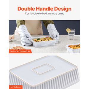 Set di 2 Teglie Rettangolari in Ceramica 18x28 cm per Lasagna e Casseruole con Manici, Adatte al Forno - Product Image 5