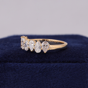 แหวนแต่งงานเพชรทรงลูกแพร์เพาะเลี้ยง 2 กะรัต ทอง 14K แบบกึ่งรอบวง - Product Image 2