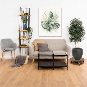 Support de plante rond en bois d'acacia de 40 cm avec 4 roulettes verrouillables à 360 degrés, robuste, capacité de 150 kg, pour intérieur et extérieur - Product Image 4