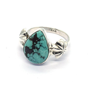 Bagues artisanales à prix d'usine, styles variés, turquoise bleue et verte, design de bande unique, bagues éternité en vermeil - Product Image 1