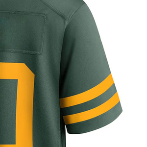 Maillot de football pour homme à col en V et manches courtes, vert et jaune, numéro 00, imprimé, en polyester respirant, coupe classique - Product Image 3