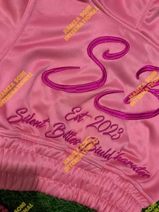 Conjunto Deportivo de 3 Piezas para Mujer, Marca Daily Dose, Color Rosa, Felpa, Poliéster Elástico, Pantalones Cortos, Corte Regular, Estampado de Letras, para Todas las Temporadas - Product Image 5