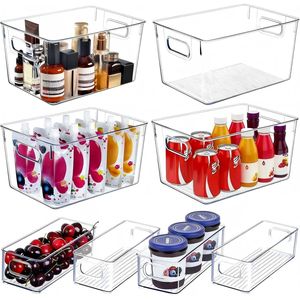Set di 8 Contenitori in Plastica Trasparente, 4 Grandi e 4 Piccoli, Impilabili per l'Organizzazione della Dispensa - Product Image 1