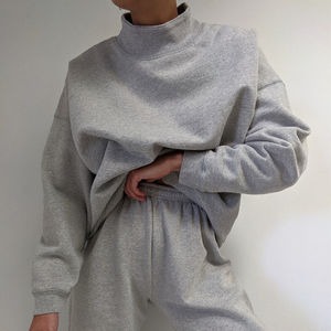 Sweat-shirt à col montant personnalisé brodé en molleton de coton French Terry - Product Image 3