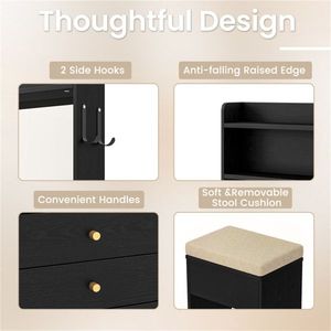 "Wooden Lighted <b>Makeup</b> Vanity Set with 3 Color LED <b>Mirrors</b> Charging Station Foldable Table Cushioned Stool" - Product Image 6
