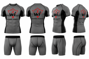 Warpro Industry Men's Short Sleeve Rash Guard Compression Shirt Quick Dry Printed Sport <b>Top</b> Gray Black - Product Image 5
