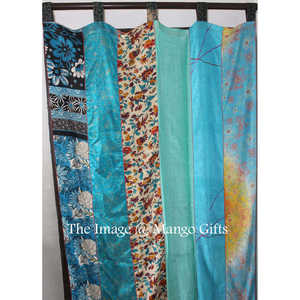 Hot Sale Traditional Silk Saree <b>Curtains</b> with Decorative Colorful Prints <b>for</b> Temple Entrances Housewarming and Cultural Event - Product Image 2
