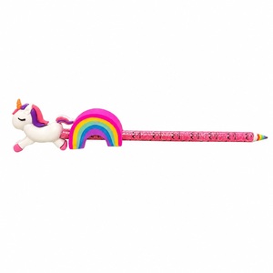 Ensemble de crayons arc-en-ciel 3 en 1 mignon, taille-crayon licorne, gomme alpaga, crayons à mine arc-en-ciel, corps scintillant, papeterie, coffret cadeau pour enfants, OEM - Product Image 1