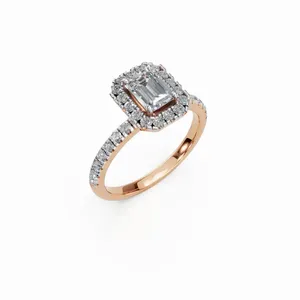 New Design Multi Stone <b>Emerald</b> & Round Cut Lab Grown Diamond Women's Luxury IGI Certified <b>Ring</b> in 18K Rose Gold Indian Supplier - Product Image 4