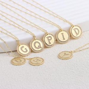 สร้อยคอจี้ตัวอักษรภาษาอังกฤษ 26 ตัว ดีไซน์หรูหรา สไตล์ยุโรปและอเมริกา ประดับเพชรซิคอนทรงกลม แบรนด์แฟชั่น - Product Image 2