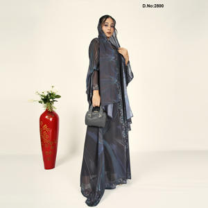 Luxury Chiffon Abaya Style Long <b>Shrug</b> <b>for</b> <b>Women</b>, Dubai Fashion Inspired Modest Outerwear with Elegant Flowing Fit - Product Image 2
