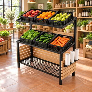 Heavy Duty Adjustable Rectangular Cold-Rolled Steel Grid <b>Shelf</b> 5-Tier Freestanding Powder Coated Back Fruit Vegetable Rack for - Product Image 5