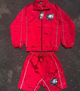 High Quality Custom Winter Solid Printed Windbreaker Sweatsuit Short <b>Pants</b> Set Reflective Streetwear Men - Product Image 1