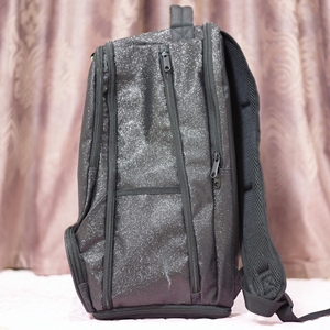 Competition Cheerleading <b>Waterproof</b> <b>Backpack</b> with USB Patches & Embroidery <b>Black</b> Glitter Custom Team Logo OEM Wholesale School - Product Image 3