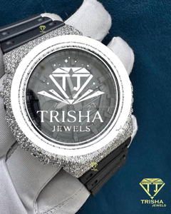 Reloj de Diamantes Moissanite VVS, Plata de Ley 925, Totalmente Cubierto de Diamantes, Diseño Hip Hop - Product Image 1