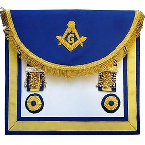 Tablier maçonnique classique royal vintage hautement personnalisé en cuir d'agneau brodé fait main avec épingle de sûreté – Vente en gros - Product Image 1