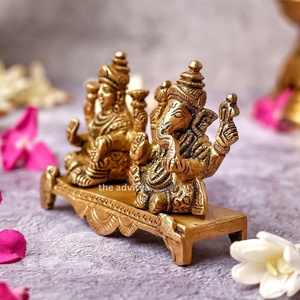 Sculpture moderne en laiton faite à la main Ganesh Laxmi idole petite taille pour bureau à domicile Pooja salle Festival cadeau Sculpture décorative - Product Image 3