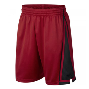 <b>Men's</b> <b>Red</b> Basketball <b>Shorts</b> With Black Side Stripe Elastic Waist Quick Dry Sporty Style Bermuda Length - Product Image 1