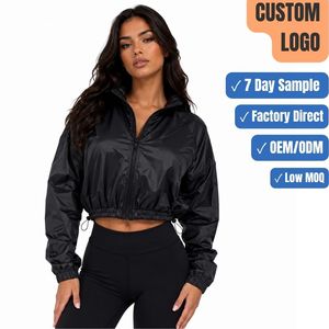 Chaqueta Cortavientos Personalizada con Logotipo para Mujer, Impermeable, de Nailon, para Gimnasio, Fitness, Deportes, OEM, ODM, Ropa Deportiva Ligera - Product Image 1