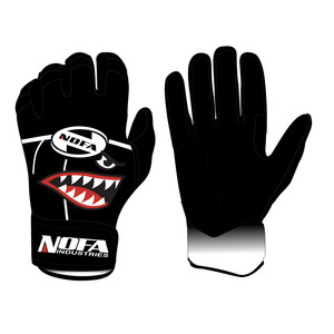 Guantes de Bateo NOFA INDUSTRIES Negros y Blancos de Cuero Acolchado con Cierre de Hebilla Ambidiestros Unisex para Adultos Entrenamiento de Béisbol - Product Image 2