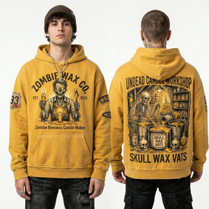 Sweat-shirt à capuche en molleton épais pour homme, motif graphique Football Américain Quarterback Zombie Undead, style universitaire, tie-dye rouge et blanc - Product Image 2