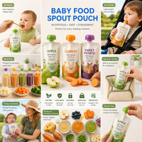 Op maat bedrukte babyvoeding spuitzakjes, BPA-vrij, food grade, voor fruitpuree, staande zak met anti-verstikkingsdop