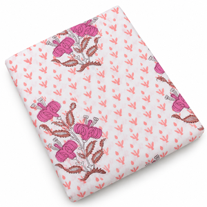 Tissu en voile de coton peigné 60S/60S léger, imprimé à la main par bloc, motif floral, 90 GSM, unisexe, par Pinksa Fashion - Product Image 1
