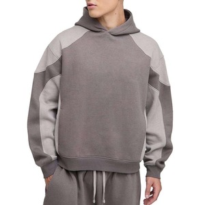 Survêtement à capuche gris et noir pour homme, avec blocs de couleur, manches longues, décontracté, avec poches latérales, taille élastique, pour l'automne - Product Image 4