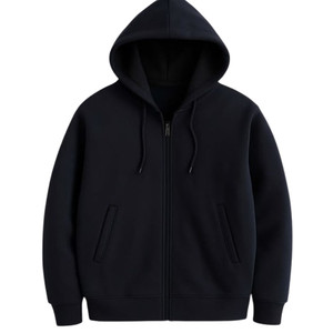 Sweat-shirt à capuche zippé blanc pour homme, coupe classique, en coton French Terry, décontracté, avec poche avant, pour l'automne - Product Image 5