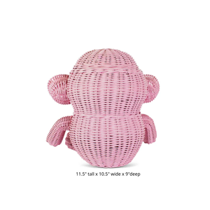Charming Elephant Toy <b>Storage</b> <b>Basket</b> Woven Rattan Kids Room Furniture Nursery Room Organizer For Books And Toys Wholesale - Product Image 4