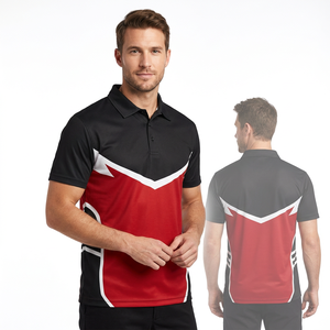 Men's Color Block for Shirt Short Sleeve Breathable Casual Solid Quick Dry Knitted Sporty Red Black White Made in Bangladesh - Product Image 1